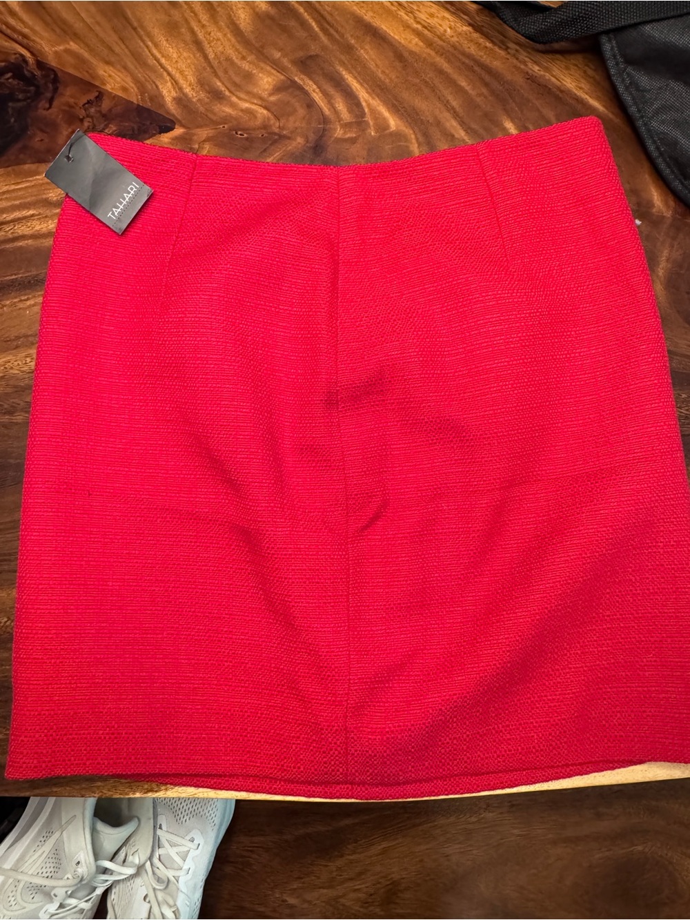 Tahari Bright Red Textured Mini Skirt